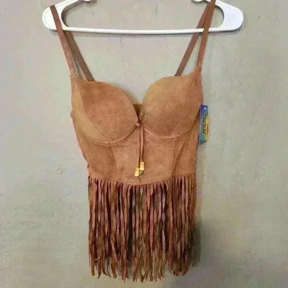 NWT adult brown suede fringe top size small - Picture 5 of 5